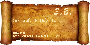 Spissák Béla névjegykártya